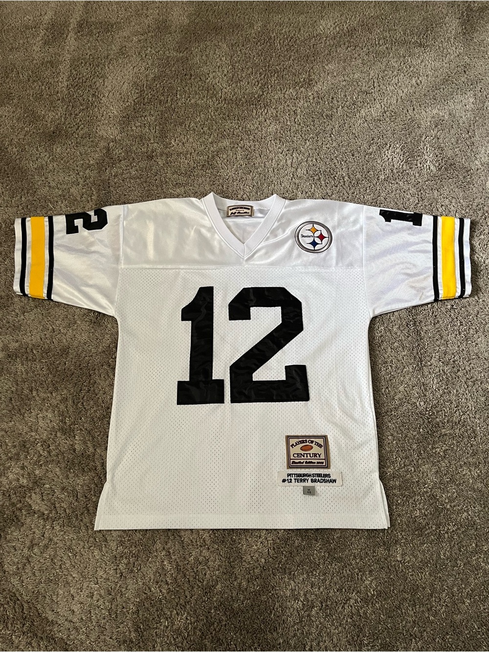 Terry Bradshaw Pittsburgh White Football Jersey Player Of The Century 2005 Men M